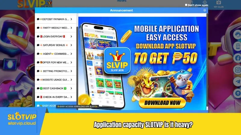 Application capacity SLOTVIP is it heavy?