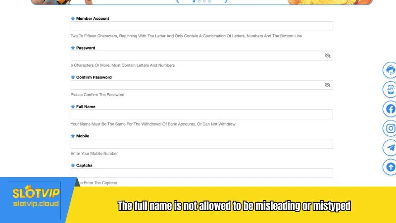 The full name is not allowed to be misleading or mistyped with the bank account