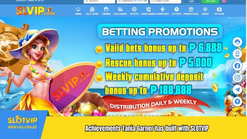 Achievements Tania Garner has built with SLOTVIP