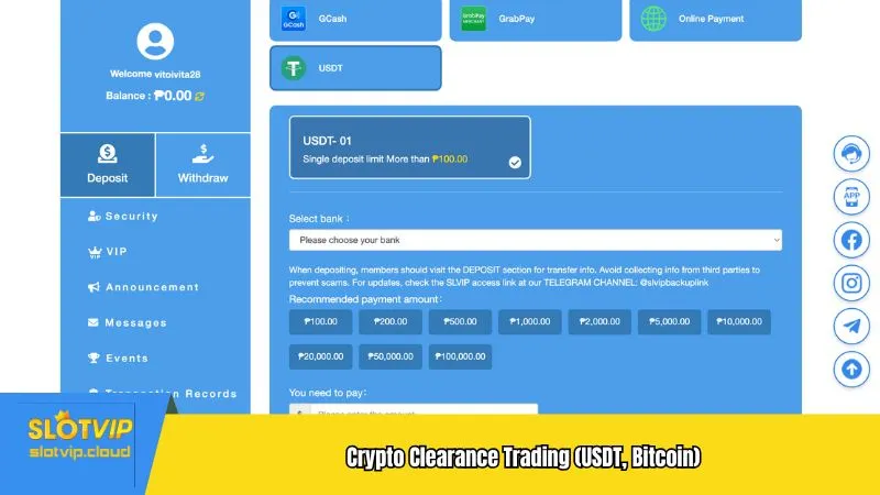 Crypto Clearance Trading (USDT, Bitcoin)