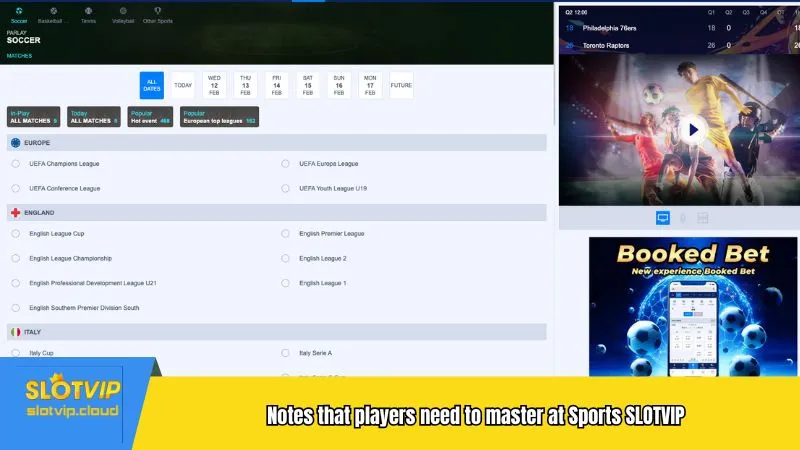 Notes that players need to master at Sports SLOTVIP