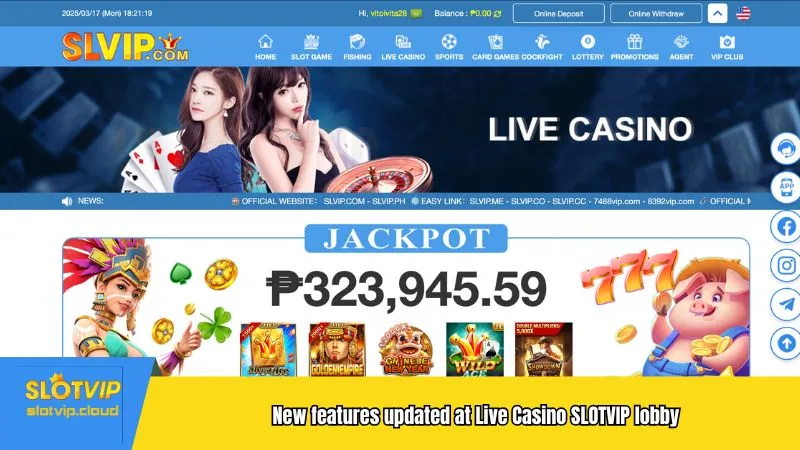 New features updated at Live Casino SLOTVIP lobby